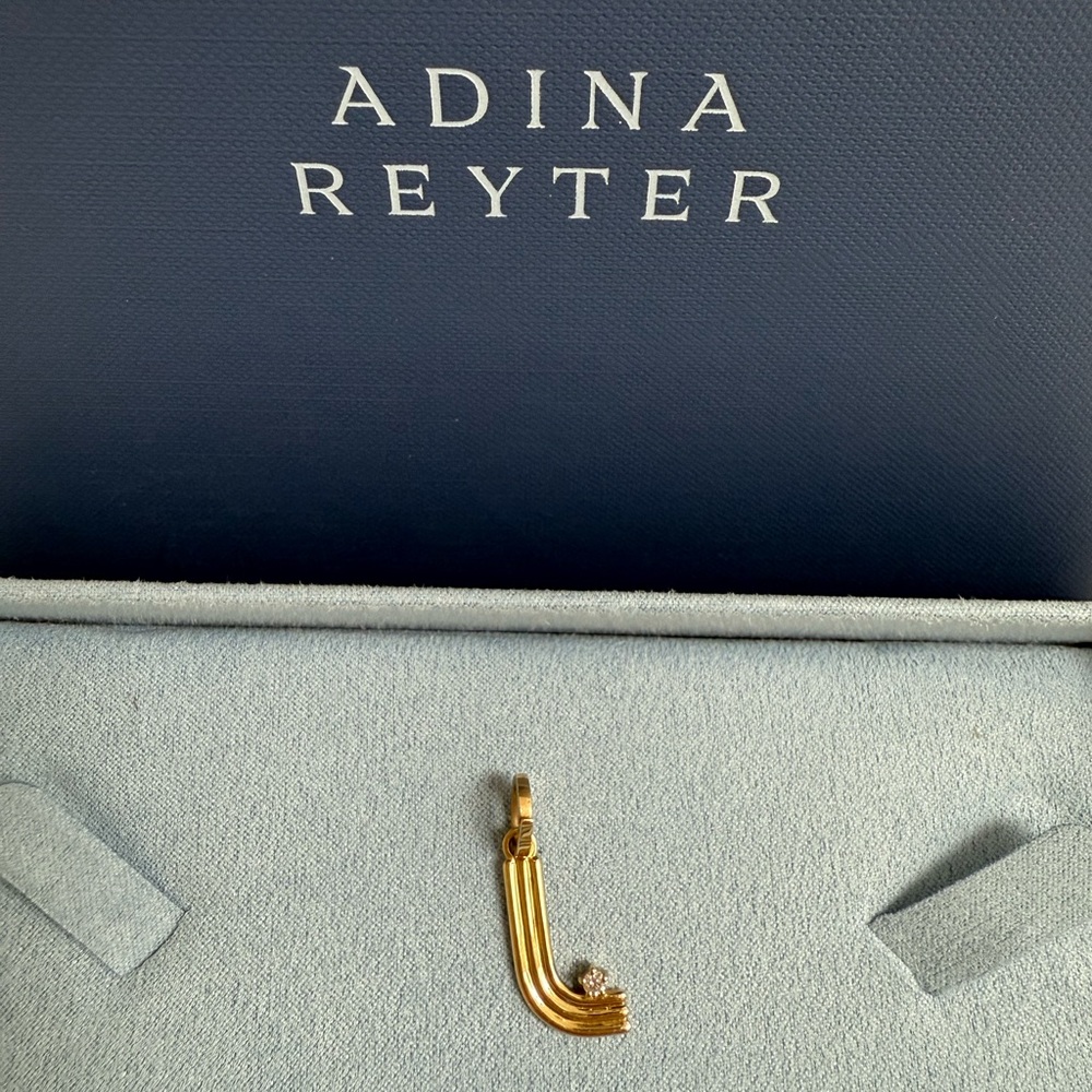 Adina Reyter 14k yellow gold “Groovy” L charm with diamond accent